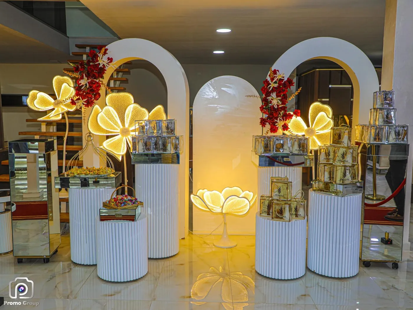 Arched entrance with lighting