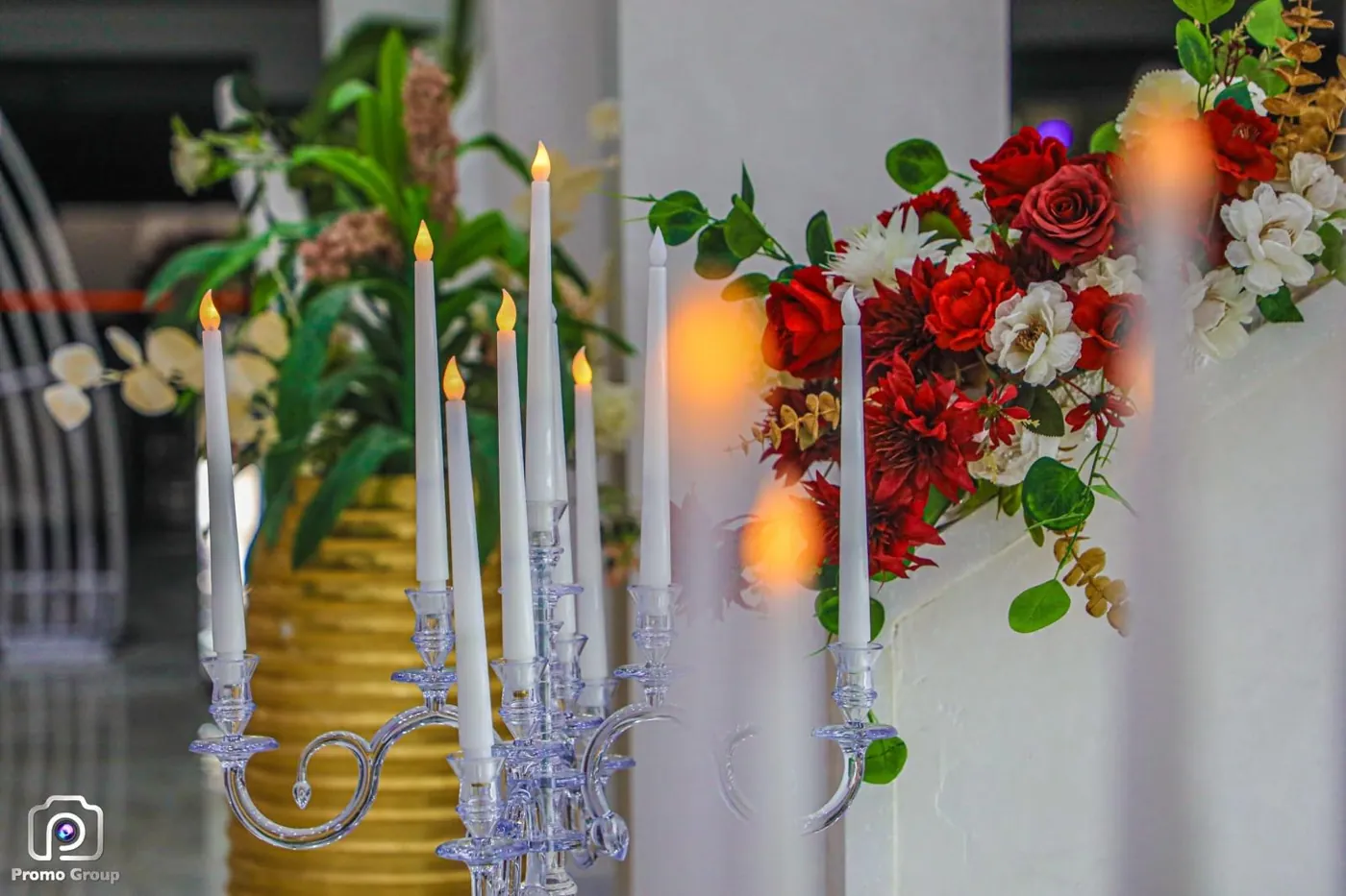 Crystal candelabra with floral styling